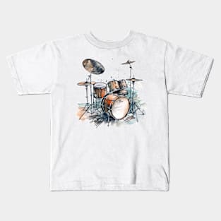 watercolor drumset Kids T-Shirt